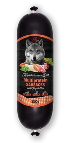 Alpha Spirit Würstchen für Hunde, Nassfutter 8 x 350 g (Mediterranean Multiprotein) von CT-TRONICS