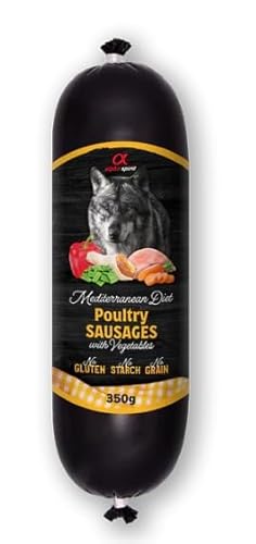 Alpha Spirit Würstchen für Hunde, Nassfutter 8 x 350 g (Mediterranean Poultry) von CT-TRONICS