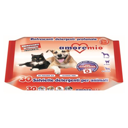 CT-TRONICS Amoremio Feuchttücher für Hunde und Katzen | verschiedene Düfte | 10 x 40 Tücher | Chlorhexidin (30 Stück) von CT-TRONICS