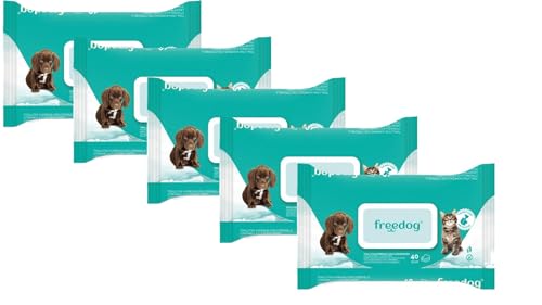 CT-TRONICS Freedog Feuchttücher für Hunde und Katzen, 5 Stück, 40 Stück (Clorhexidin) von CT-TRONICS