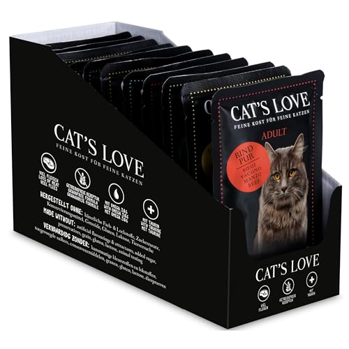Cat'S Love Nassfutter für Katzen | verschiedene Beutel | 12 x 85 g | (2 x Lachs, 2 x Rind, 2 x Truthahn, 2 x Huhn, 2 x Kalb und Truthahn, 2 x Lachs und Huhn) von CT-TRONICS