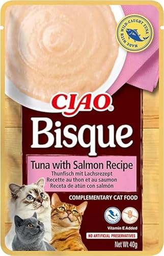 Churu Bisque Katzenfutter Nassfutter für Katzen, 12 x 40 g (Thunfisch mit Lachs) von CT-TRONICS