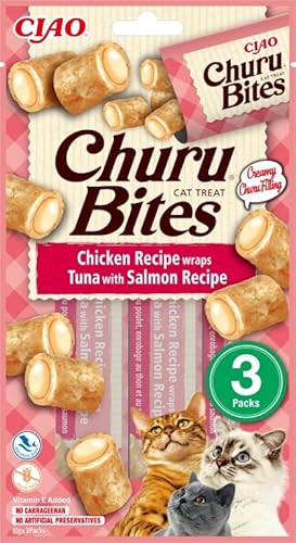 Churu Bites Snack für Katzen, 12 x 3 x 10 g (Thunfisch mit Lachs) von CT-TRONICS