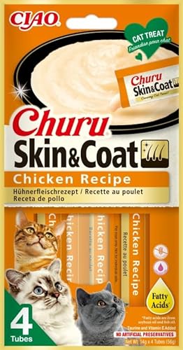 Churu Cat Skin & Coat Snack für Katzen, 12 x 4 x 14 g (Huhn) von CT-TRONICS