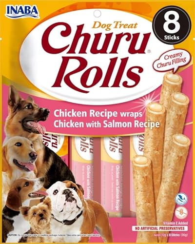 Churu Hunderolls, 8 x 8 x 12 g, gesunde Snack für Hunde (Huhn und Lachs) von CT-TRONICS