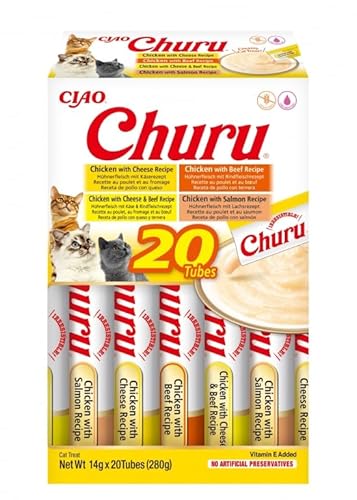 Churu Katzensorten, 20 x 14 g Snack für Katzen (Sorte, Huhn und Ochse) von CT-TRONICS