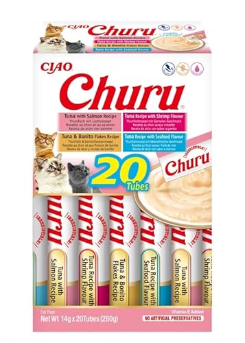 Churu Katzenkiste, 24 x 14 g, Snack für Katzen (verschiedene Meeresfrüchte) von CT-TRONICS