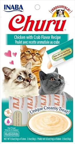 Churu Snack für Katzen, 12 x 4 x 14 g, Nassfutter für Katzen (Huhn und Krabben) von CT-TRONICS