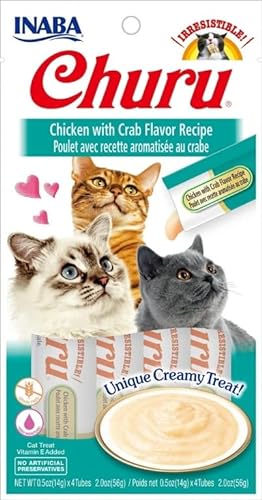 Churu Snack für Katzen, 12 x 4 x 14 g, Nassfutter für Katzen (Huhn und Krabben) von CT-TRONICS