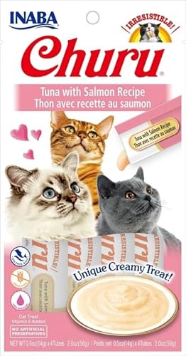 Churu Snack für Katzen, 12 x 4 x 14 g, Nassfutter für Katzen (Thunfisch mit Lachs) von CT-TRONICS