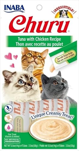Churu Snack für Katzen, 12 x 4 x 14 g, Nassfutter für Katzen (Thunfisch und Huhn) von CT-TRONICS