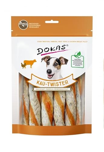 DOKAS Twister aus Rindsleder, Darm und Brust, 9 x 200 g Hundefutter (Huhn) von CT-TRONICS