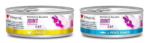 Disugual Diät Katze Joint | besondere Ernährungsbedürfnisse | verschiedene Geschmacksrichtungen und Mischungen | (12 x 85 g, 6 x Huhn, 6 x weißer Fisch) von CT-TRONICS