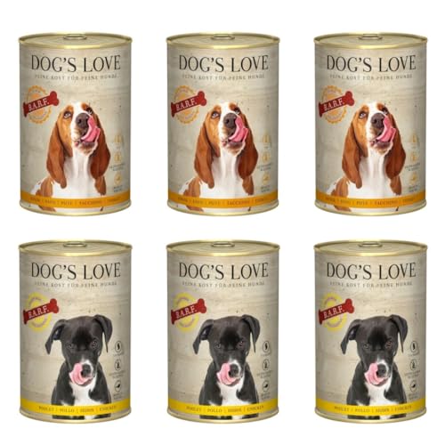 Dog's Love Barf Ergänzungsmittel für Hunde, verschiedene Geschmacksrichtungen, 6 x 400 g (3 x Truthahn, 3 x Huhn) von CT-TRONICS