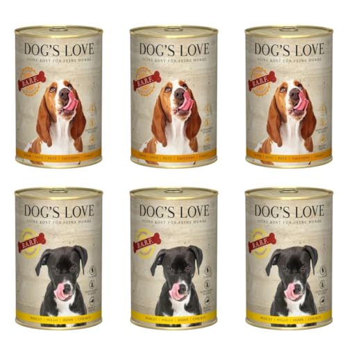 Dog's Love Barf Ergänzungsmittel für Hunde, verschiedene Geschmacksrichtungen, 6 x 400 g (3 x Truthahn, 3 x Huhn) von CT-TRONICS