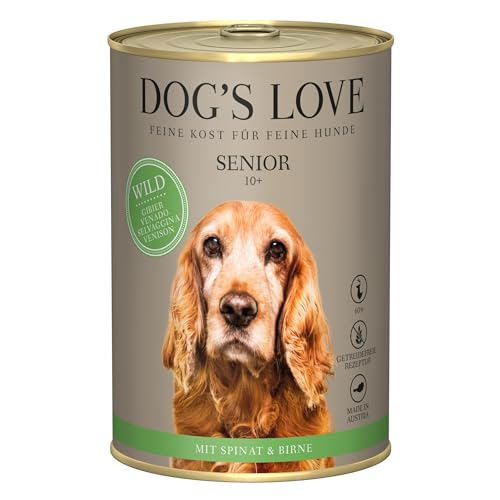 Dog's Love Senior Nassfutter für Hunde ab 10 Jahren, 6 x 400 g (6 x Hirsch) von CT-TRONICS