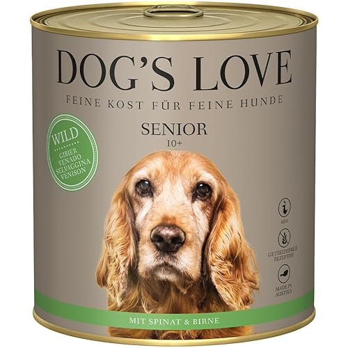 Dog's Love Senior Nassfutter für Hunde ab 10 Jahren, 6 x 800 g (6 x Hirsch) von CT-TRONICS