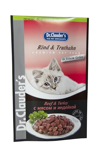 Dr. Clauder's Nassfutter für Katzen | Sorte Best Pearls in Sauce | verschiedene Geschmacksrichtungen | Beutel 20 x 100 g | (Kalb und Truthahn) von CT-TRONICS