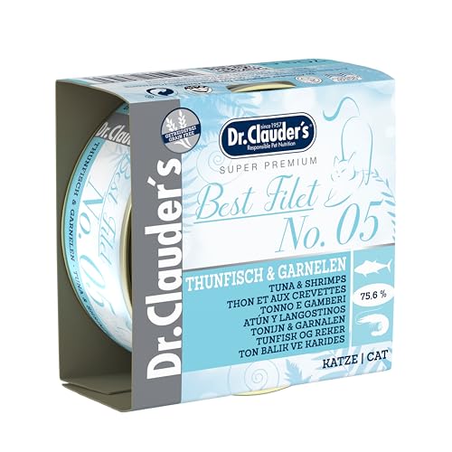 Dr. Clauder's Premium Nassfutter für Katzen | Best Filet Sorte | Dosen 24 x 70 g | verschiedene Geschmacksrichtungen | (Thunfisch und Garnelen) von CT-TRONICS
