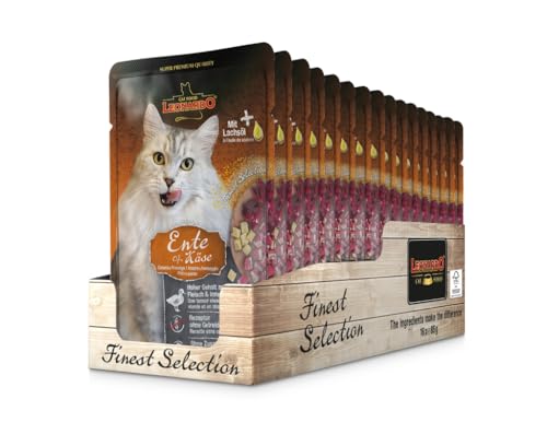 Leonardo Beutel [16x85g Exquisite Auswahl] | Getreidefreies Nassfutter für Katzen | Komplettfutter in praktischen Einzelportionen (Ente & Käse) von CT-TRONICS