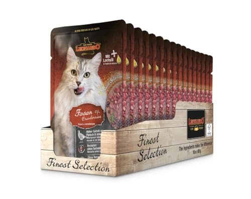 Leonardo Beutel [16x85g Exquisite Auswahl] | Getreidefreies Nassfutter für Katzen | Komplettfutter in praktischen Einzelportionen (Fasan & Preiselbeere) von CT-TRONICS