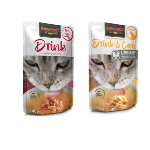 Leonardo Drink [20 x 40 g Multipack Geschmacksmischung] Katzengetränk | Ergänzungsfutter für Katzen (10 x Rindfleisch 10 x Huhn) von CT-TRONICS