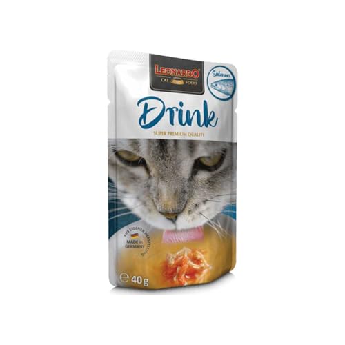 Leonardo Drink [20 x 40g Multipack Aromen Mix] Katzengetränk | Ergänzungsfutter für Katzen (5 x Kalbfleisch 5 x Lachs 5 x Ente 5 x Huhn) von CT-TRONICS