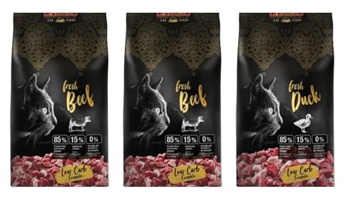 Leonardo Fresh | Trockenfutter für Katzen mit 85% frischem Fleisch | alle Rassen ab 1 Jahr alt, 3 x 250 g (Rindfleisch x2 Ente x1) von CT-TRONICS