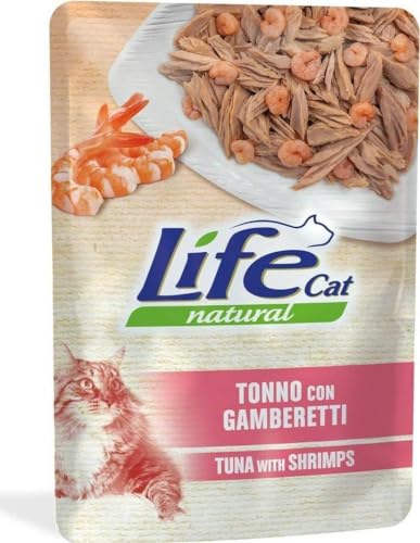 Life Cat 10 Umschläge x 70 g Gesundes Katzenfutter für Katzen (Thunfisch/Garnelen) von CT-TRONICS
