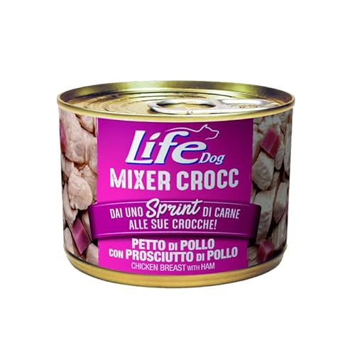 Life Dog Mixer Crocc Nassfutter für Hunde, 10 Dosen x 150 g (Huhn mit Schinken) von CT-TRONICS