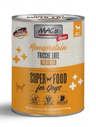 Mac´S Dog Nassfutter für empfindliche und allergische Hunde, Tierprotein, 6 Dosen x 800 g (Ente) von CT-TRONICS