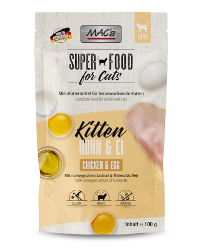 Mac's Cat Pouch Nassfutter für Kätzchen, 12 x 100 g (Huhn und Ei) von CT-TRONICS