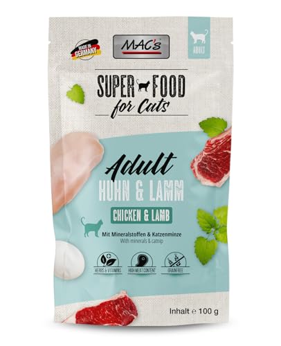 Mac's Cat Pouch Nassfutter für Katzen, 12 x 100 g (Huhn und Lamm) von CT-TRONICS