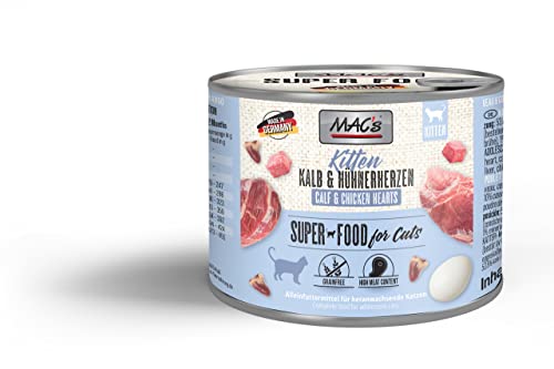Mac's Cat Premium Nassfutter für Kätzchen, 6er-Packung mit 6 Dosen (Herzen aus Rindfleisch und Huhn, 6 x 200 g) von CT-TRONICS