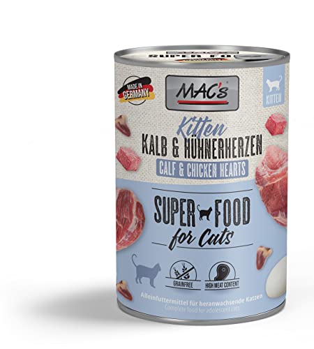 Mac's Cat Premium Nassfutter für Kätzchen, 6er-Packung mit 6 Dosen (Herzen aus Rindfleisch und Huhn, 6 x 400 g) von CT-TRONICS
