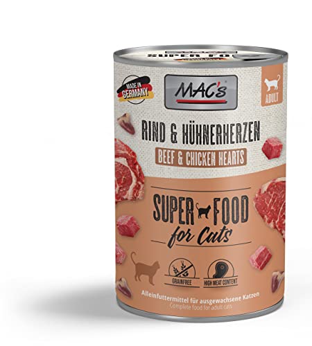 Mac's Cat Premium Nassfutter für Katzen, 6 x 400 g (Herzen von Rind und Huhn) von CT-TRONICS