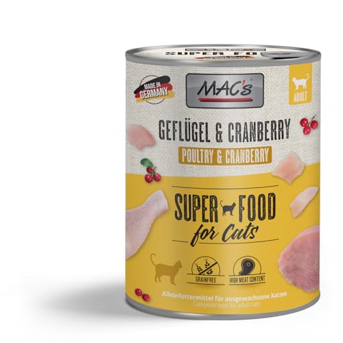 Mac's Cat Premium Nassfutter für Katzen, 6 x 800 g (Geflügel und Blaubeeren) von CT-TRONICS