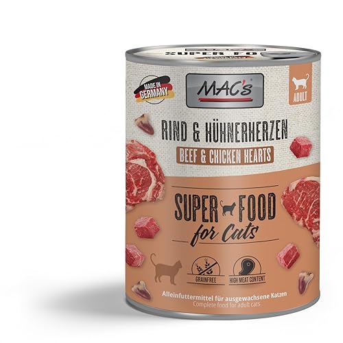 Mac's Cat Premium Nassfutter für Katzen, 6 x 800 g (Herzen von Rind und Huhn) von CT-TRONICS