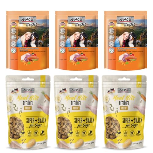 Mac's Dog Gesunde Snacks für Hunde, 6 x 120 g, sortiert (3 x Geflügel, 3 x Ente) von CT-TRONICS