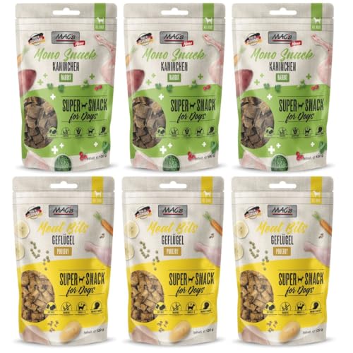 Mac's Dog Gesunde Snacks für Hunde, 6 x 120 g, sortiert (3 x Geflügel, 3 x Kaninchen) von CT-TRONICS