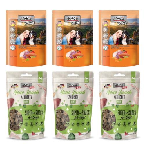 Mac's Dog Gesunde Snacks für Hunde, 6 x 120 g, sortiert (3 x Kaninchen, 3 x Ente) von CT-TRONICS