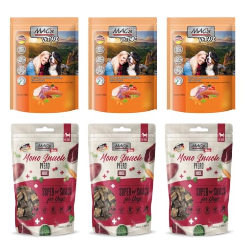 Mac's Dog Gesunde Snacks für Hunde, 6 x 120 g, sortiert (3 x Pferd 3 x Ente) von CT-TRONICS