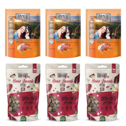 Mac's Dog Gesunde Snacks für Hunde, 6 x 120 g, sortiert (3 x Pferd 3 x Ente) von CT-TRONICS