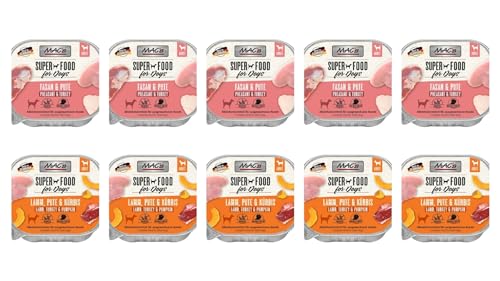 Mac's Dog Nassfutter für Hunde, 10 x 150 g, verschiedene Mischungen (5 x Fasan und Truthahn 5 x Lamm, Truthahn und Kürbis) von CT-TRONICS