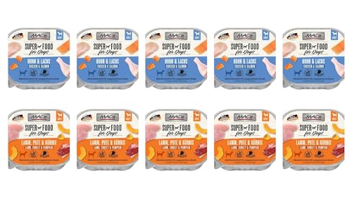 Mac's Dog Nassfutter für Hunde, 10 x 150 g, verschiedene Mischungen (5 x Huhn und Lachs, 5 x Lamm, Truthahn und Kürbis) von CT-TRONICS