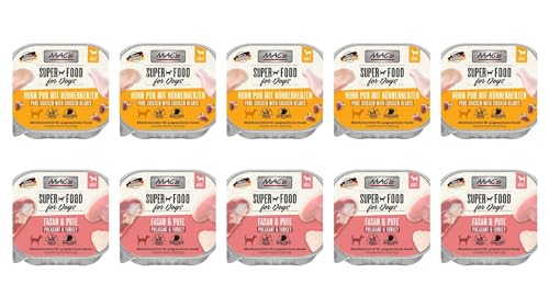 Mac's Dog Nassfutter für Hunde, 10 x 150 g, verschiedene Mischungen (5 x reines Huhn und Hühnerherzen, 5 x Fasan und Truthahn) von CT-TRONICS