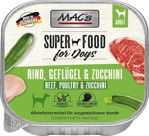 Mac's Dog Nassfutter für Hunde, 10 x 150 g (Rindfleisch, Geflügel und Zucchini) von CT-TRONICS