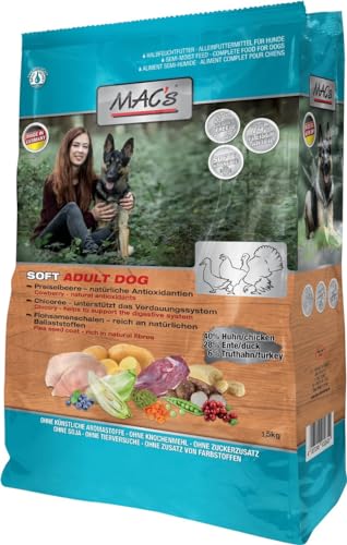 Mac's Dog Premium Halbnassfutter für Hunde, Geschmack, Huhn, Ente und Truthahn (1,5 kg) von CT-TRONICS