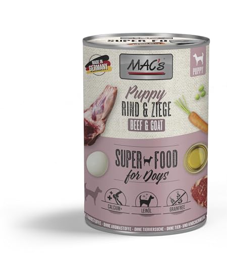 Mac´s Dog Super Premium Nassfutter für Hunde, verschiedene Geschmacksrichtungen, 6 Dosen x 400 g (Welpen Rind und Ziege) von CT-TRONICS