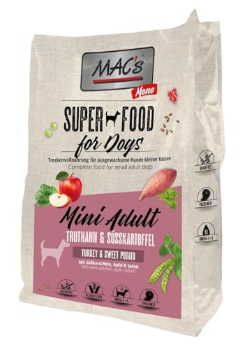 Mac's Dog Trockenfutter für Hunde, Mini Erwachsene, Monoprothese, Geschmack Truthahn und Süßigkeiten (7 kg) von CT-TRONICS